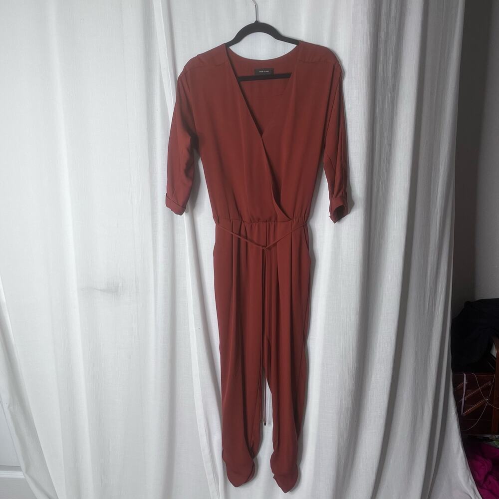 River Island Burnt Orange 3/4 Sleeve Jumpsuit Size 8